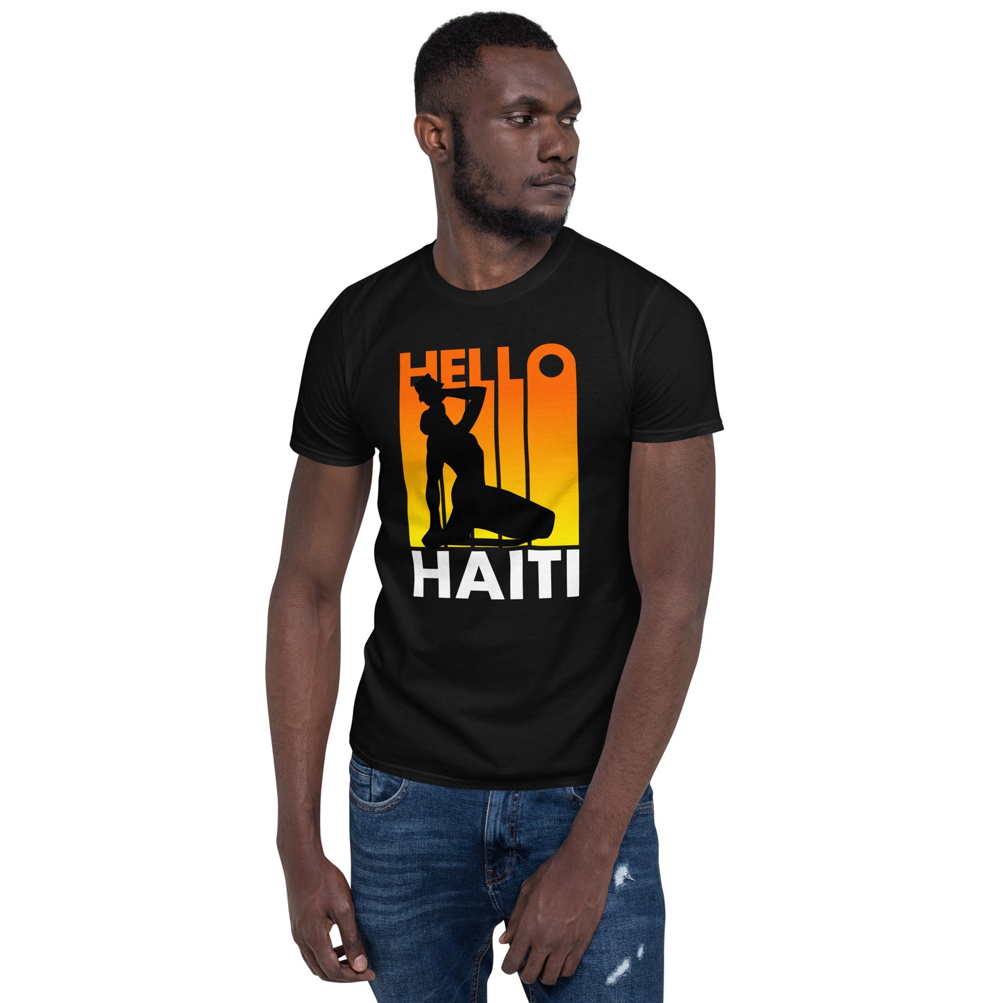 Short-Sleeve Unisex T-Shirt: Hello Haiti sunrise