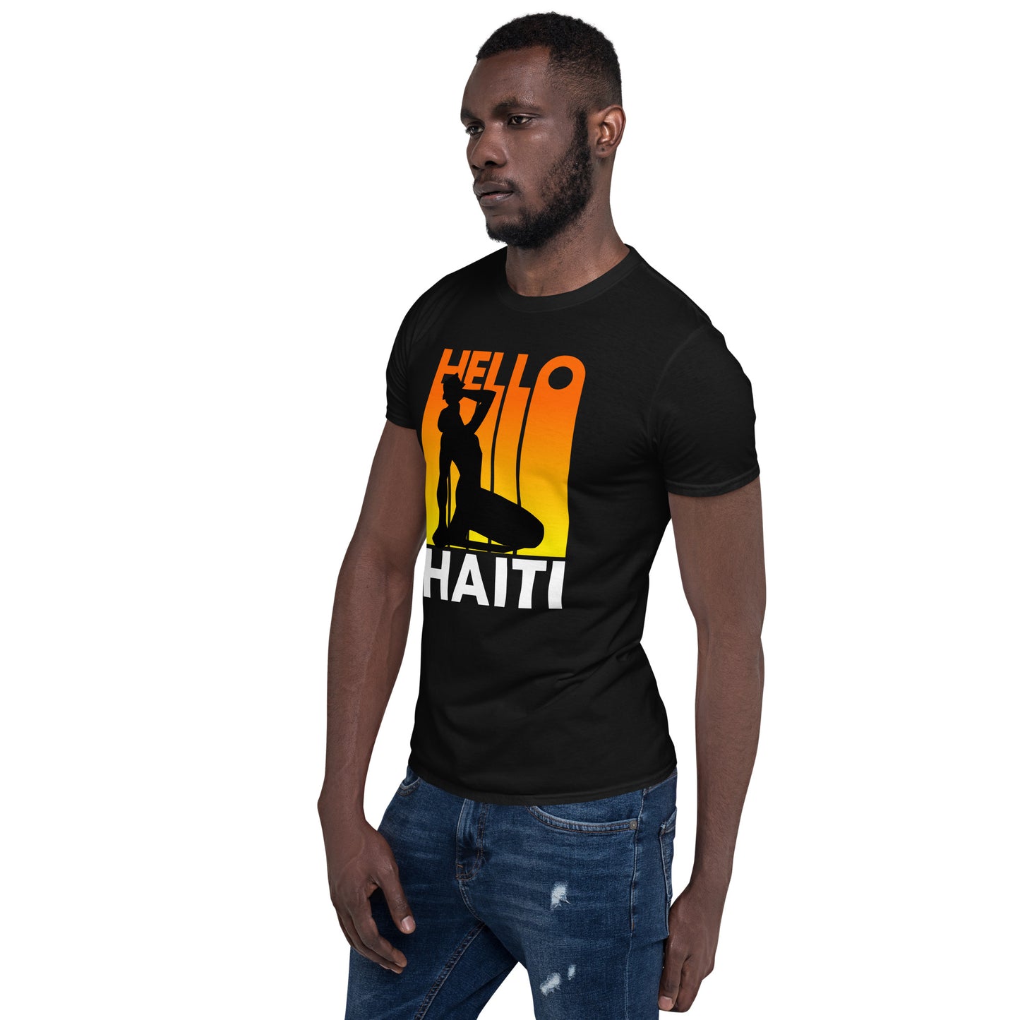 Short-Sleeve Unisex T-Shirt: Hello Haiti sunrise