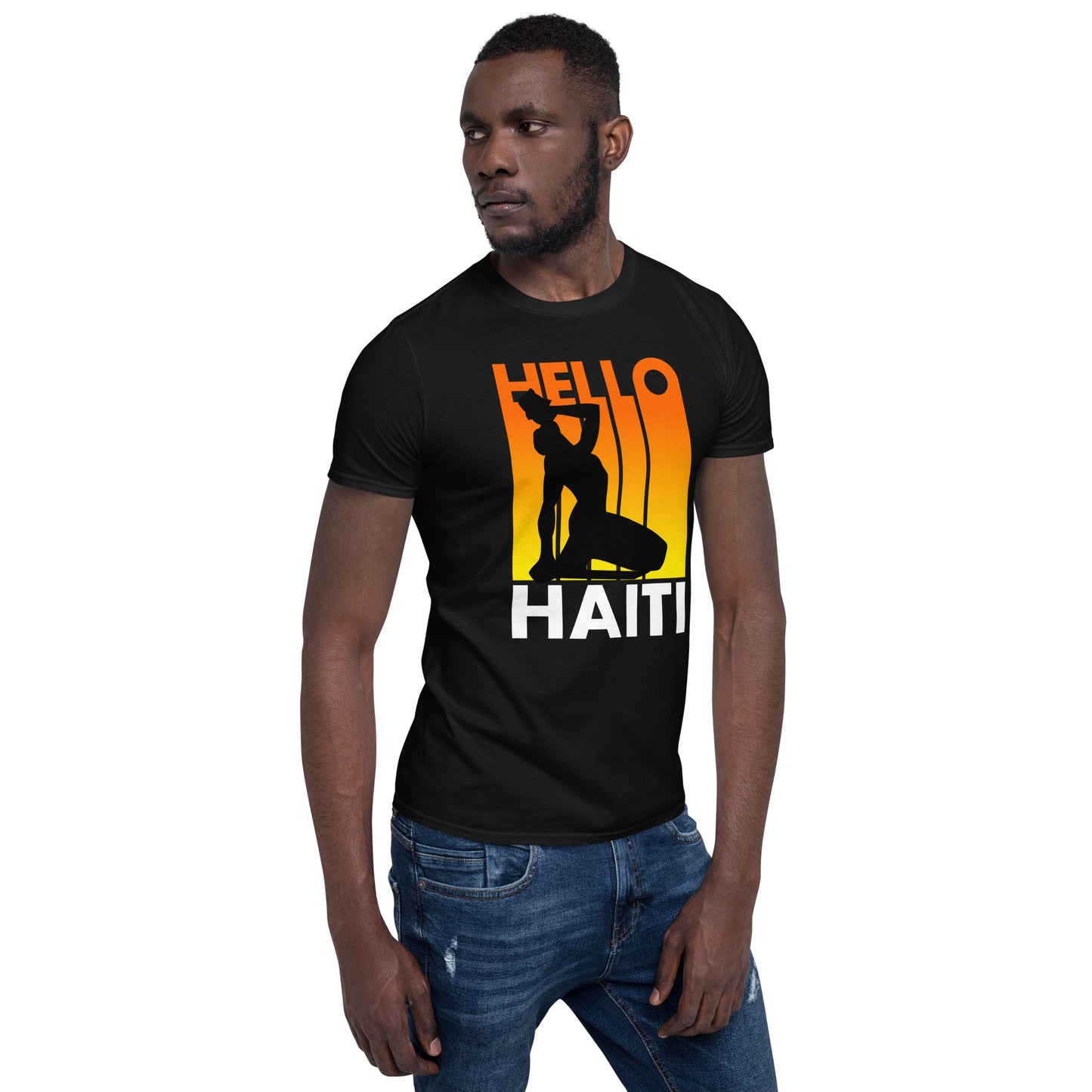 Short-Sleeve Unisex T-Shirt: Hello Haiti sunrise