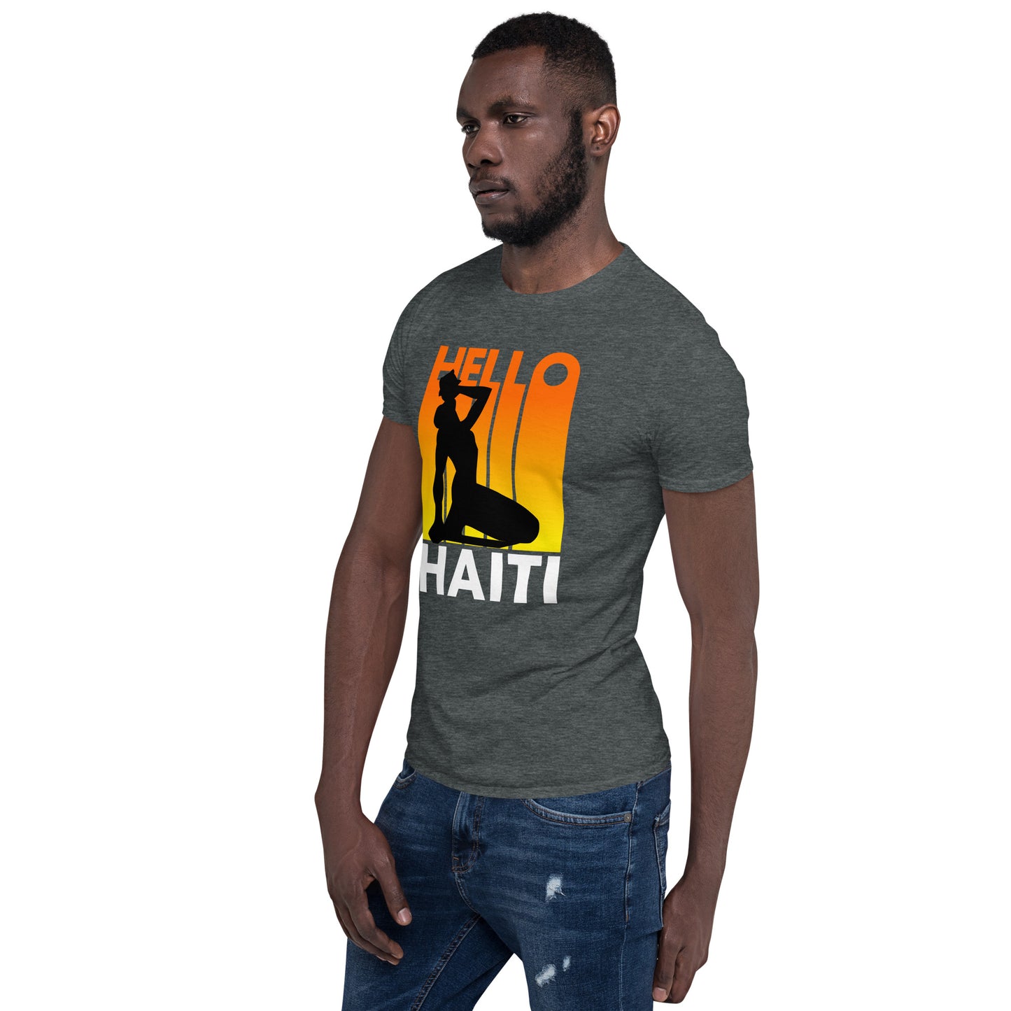 Short-Sleeve Unisex T-Shirt: Hello Haiti sunrise