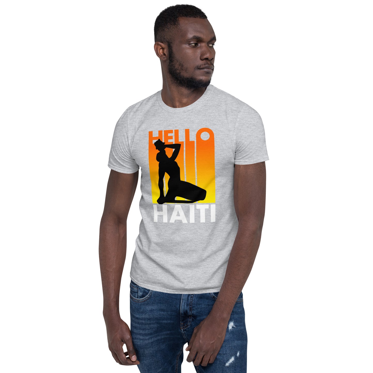 Short-Sleeve Unisex T-Shirt: Hello Haiti sunrise